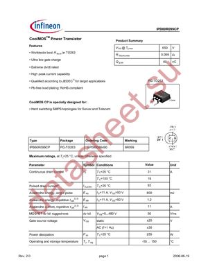 IPB60R099CP datasheet  